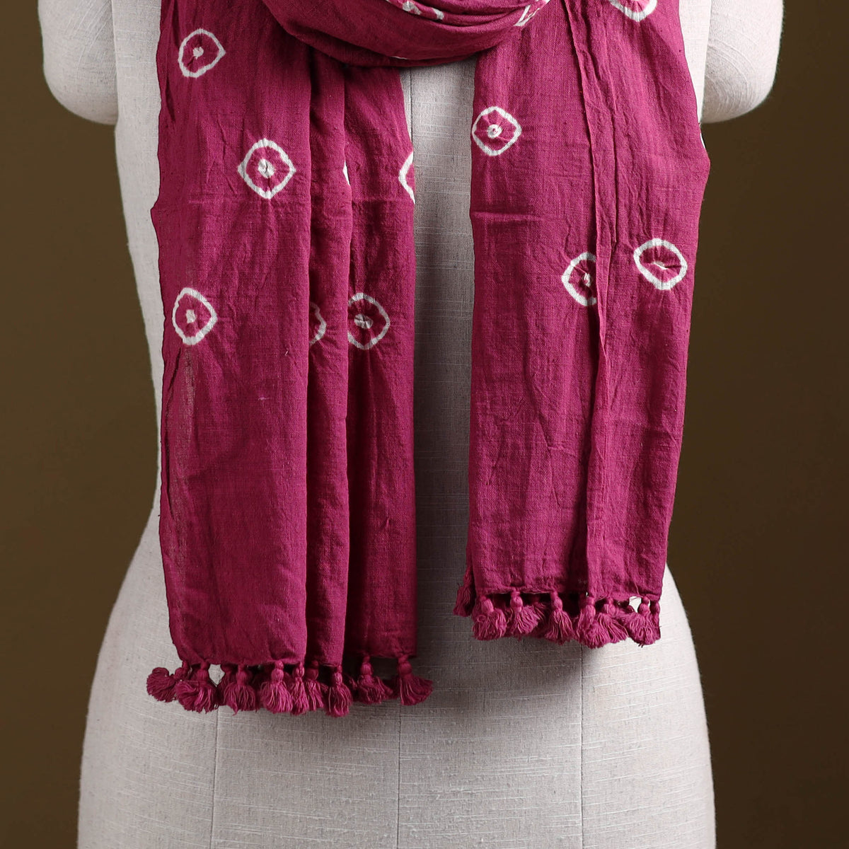 Kutch Handwoven Organic Kala Cotton Bandhani Stole 55