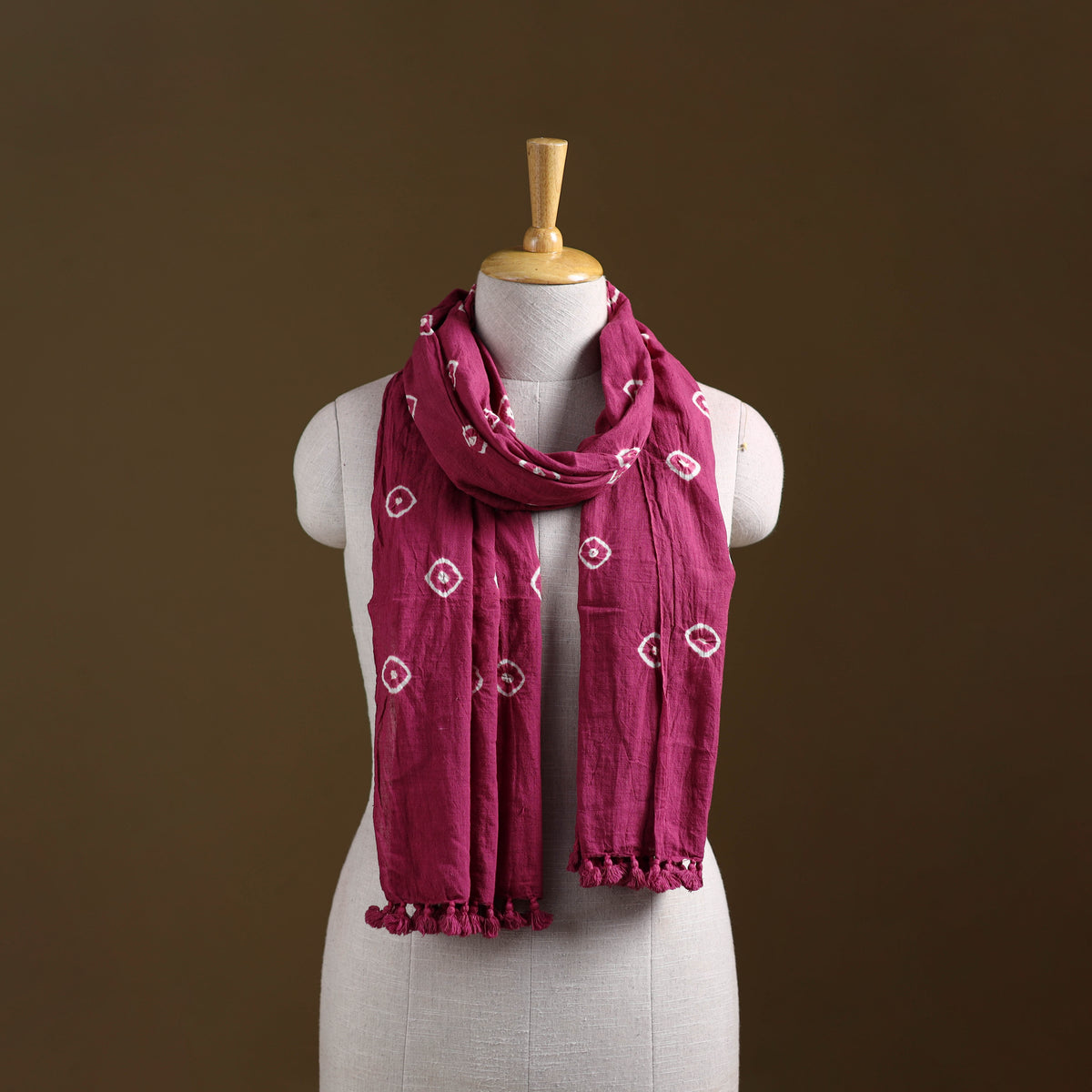 Kutch Handwoven Organic Kala Cotton Bandhani Stole 55