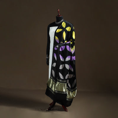 Multicolor - Shibori Clamp Dyed Modal Silk Dupatta with Zari Border 18