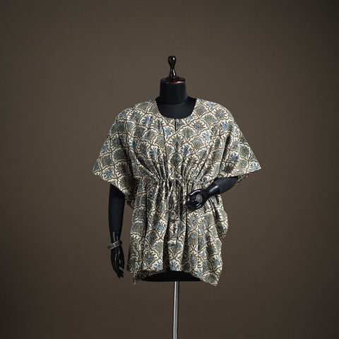 Ajrakh Hand Block Print Natural Dyed Cotton Short Kaftan 49