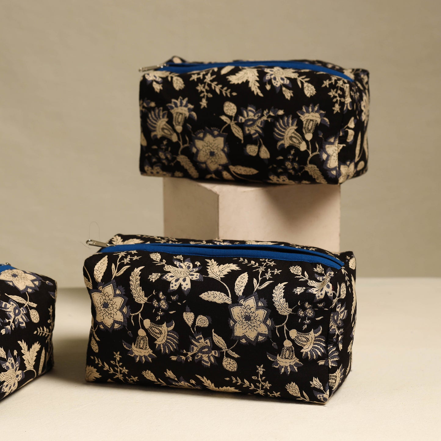 Black - Handmade Cotton Toiletry Bags (Set of 3) 06