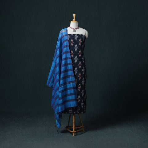 Pochampally Ikat Cotton Unstitched Dress Material: Kurta & Dupatta 24