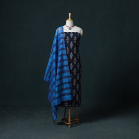 Pochampally Ikat Cotton Unstitched Dress Material: Kurta & Dupatta 24