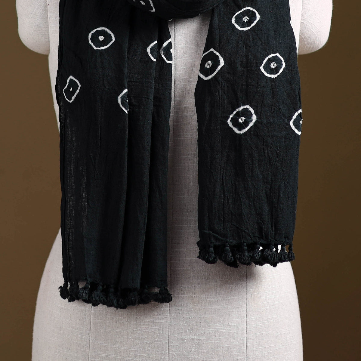 Kutch Handwoven Organic Kala Cotton Bandhani Stole 58