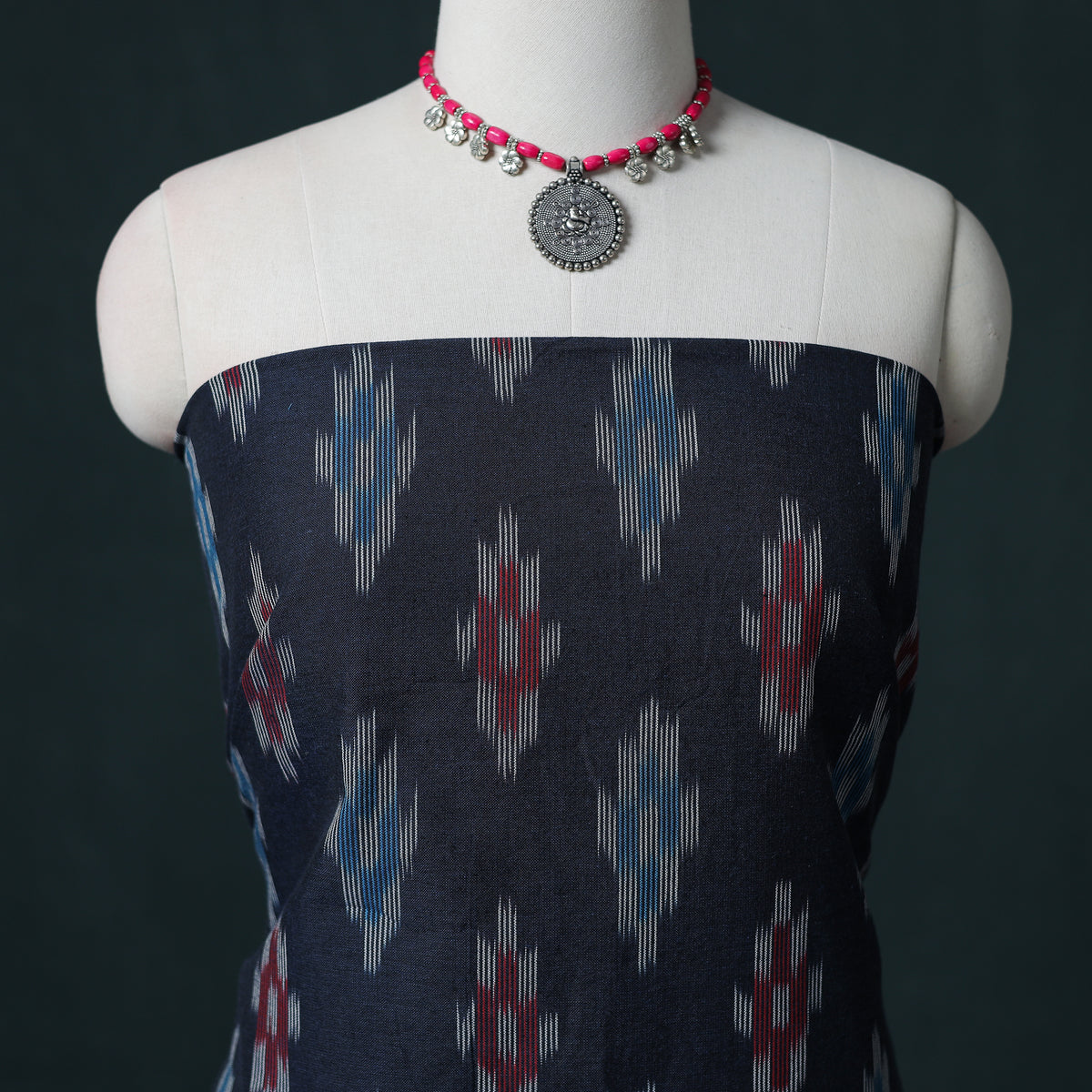 Pochampally Ikat Cotton Unstitched Dress Material: Kurta & Dupatta 24