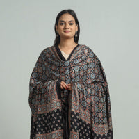 Black - Ajrakh Modal Silk Dupatta with Zari Border 72