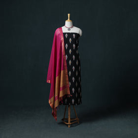 Pochampally Ikat Cotton Unstitched Dress Material: Kurta & Dupatta 25