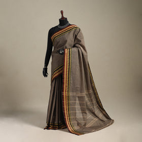 Brown - kandangi chettinad cotton saree with border 15