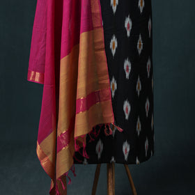 Pochampally Ikat Cotton Unstitched Dress Material: Kurta & Dupatta 25