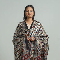 Black - Ajrakh Modal Silk Dupatta with Zari Border 73