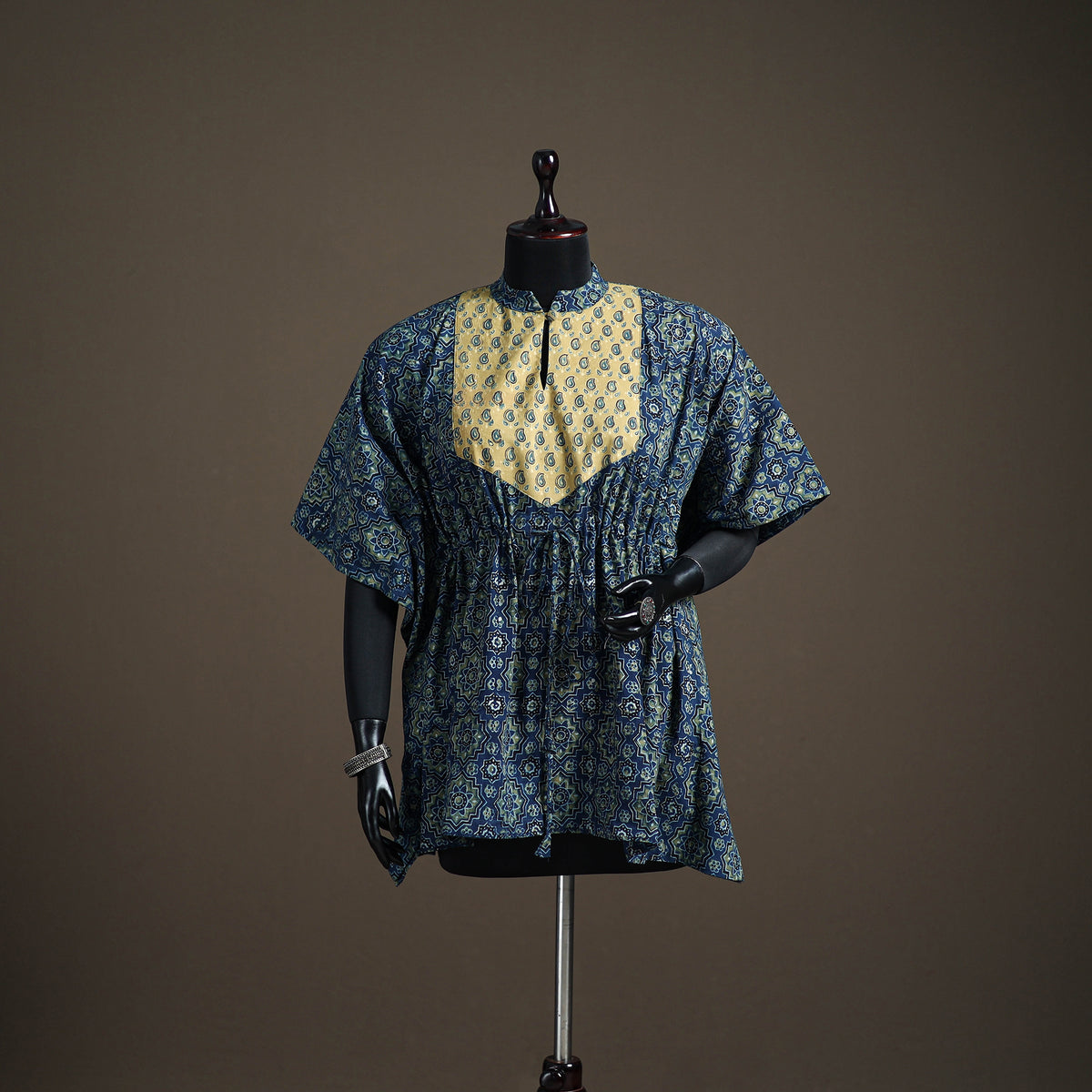 Ajrakh Hand Block Print Natural Dyed Cotton Short Kaftan 51