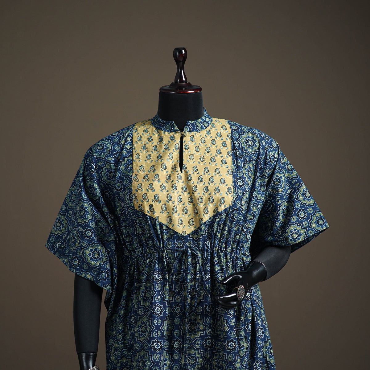Ajrakh Hand Block Print Natural Dyed Cotton Short Kaftan 51