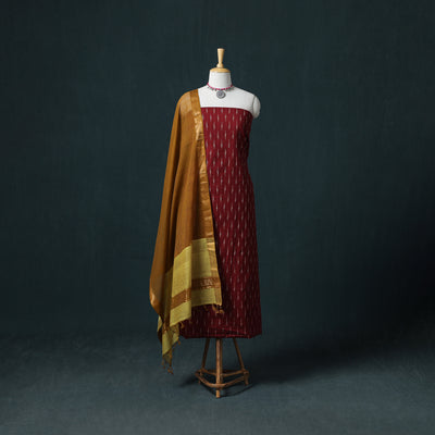 Pochampally Ikat Cotton Unstitched Dress Material: Kurta & Dupatta 26