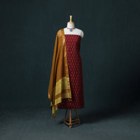 Pochampally Ikat Cotton Unstitched Dress Material: Kurta & Dupatta 26