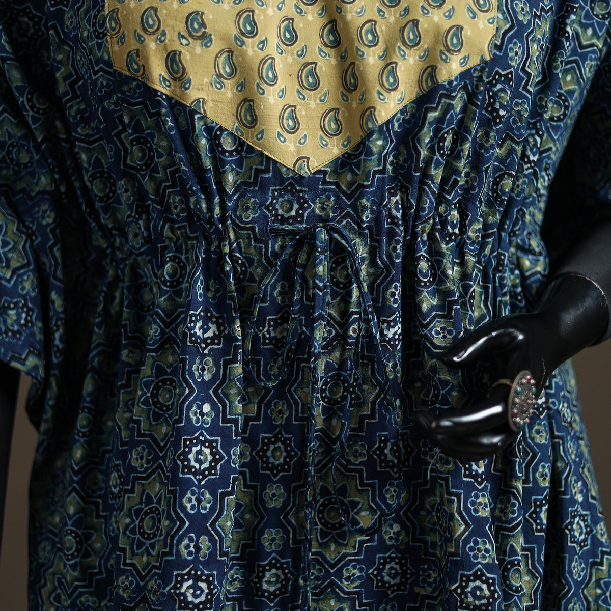 Ajrakh Hand Block Print Natural Dyed Cotton Short Kaftan 51