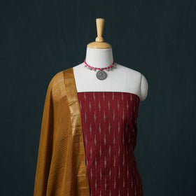 Pochampally Ikat Cotton Unstitched Dress Material: Kurta & Dupatta 26