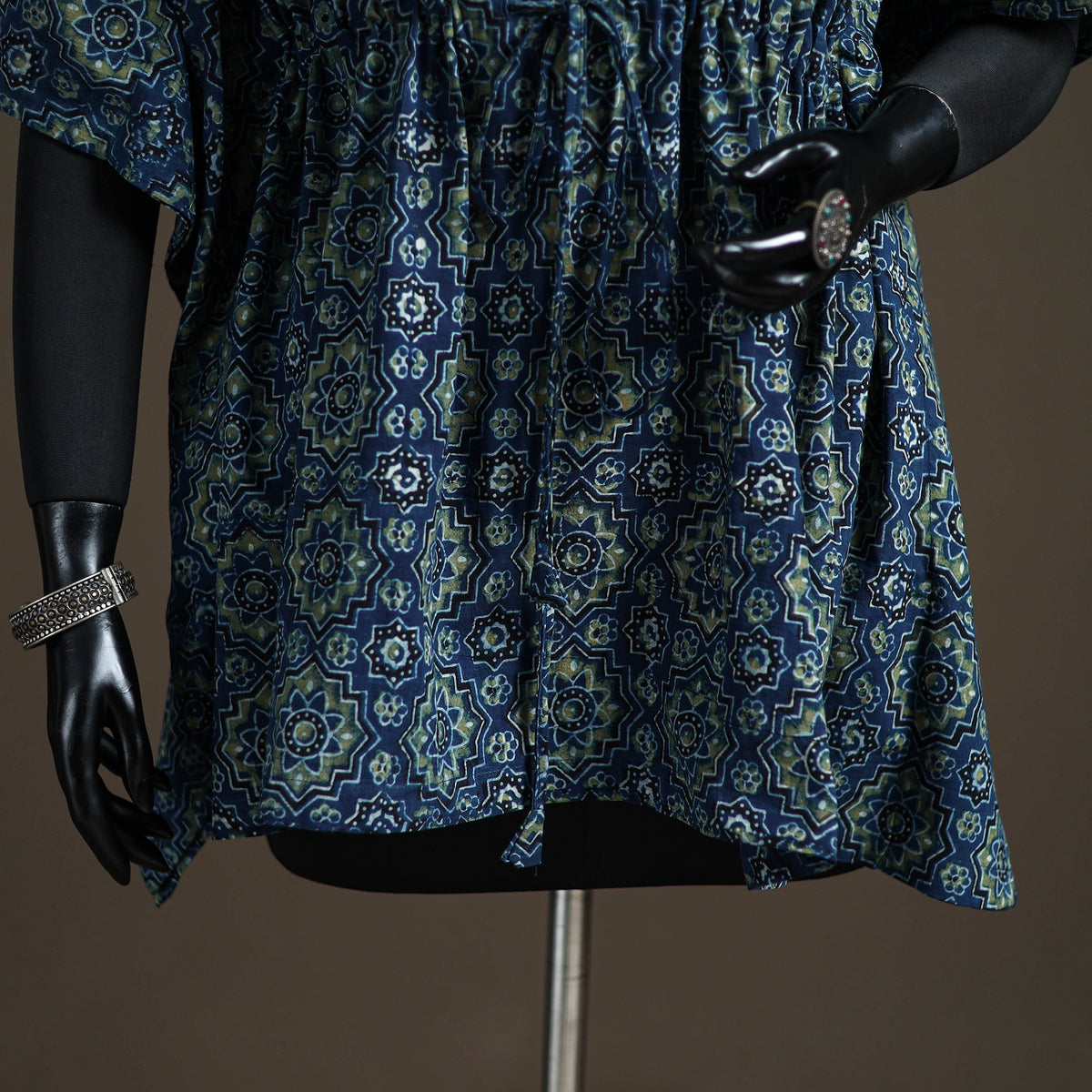 Ajrakh Hand Block Print Natural Dyed Cotton Short Kaftan 51