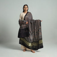 Black - Ajrakh Modal Silk Dupatta with Zari Border 75