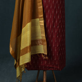 Pochampally Ikat Cotton Unstitched Dress Material: Kurta & Dupatta 26