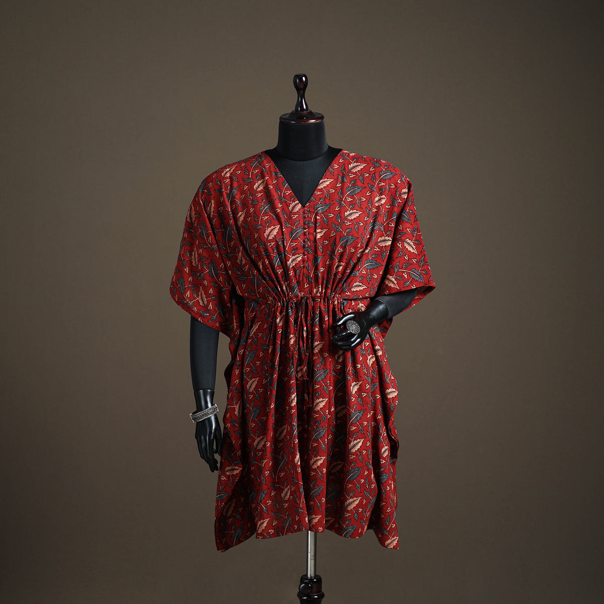 Ajrakh Hand Block Print Natural Dyed Cotton Kaftan (Medium) 52