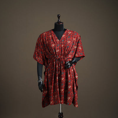 Ajrakh Hand Block Print Natural Dyed Cotton Kaftan (Medium) 52