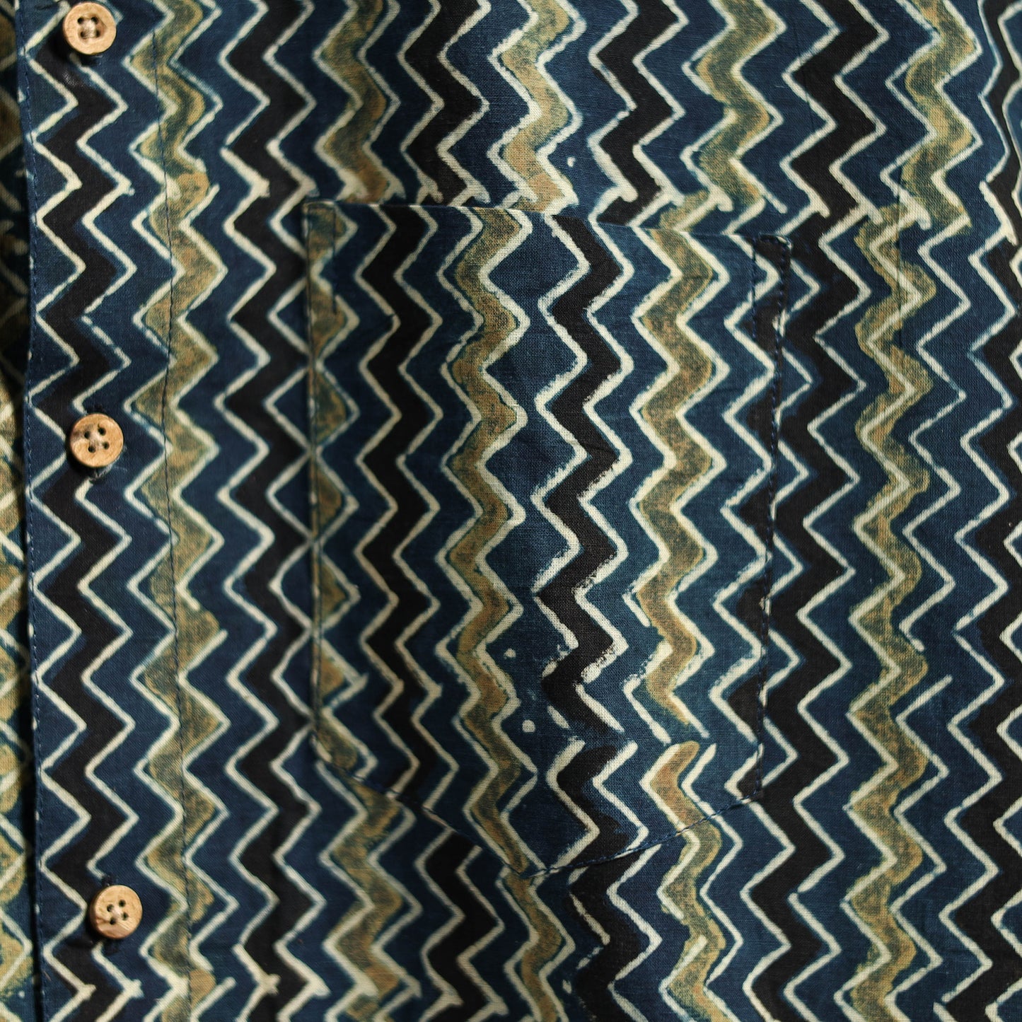 Natural Dyed Hand Block Print Cotton Men Half Sleeve Ajrakh Shirt 03