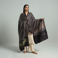 Black - Ajrakh Modal Silk Dupatta with Zari Border 75