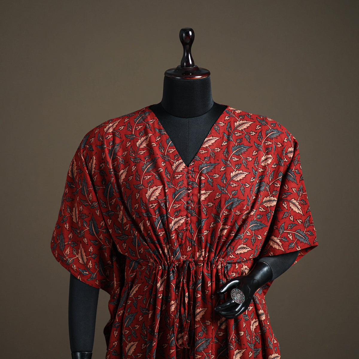 Ajrakh Hand Block Print Natural Dyed Cotton Kaftan (Medium) 52