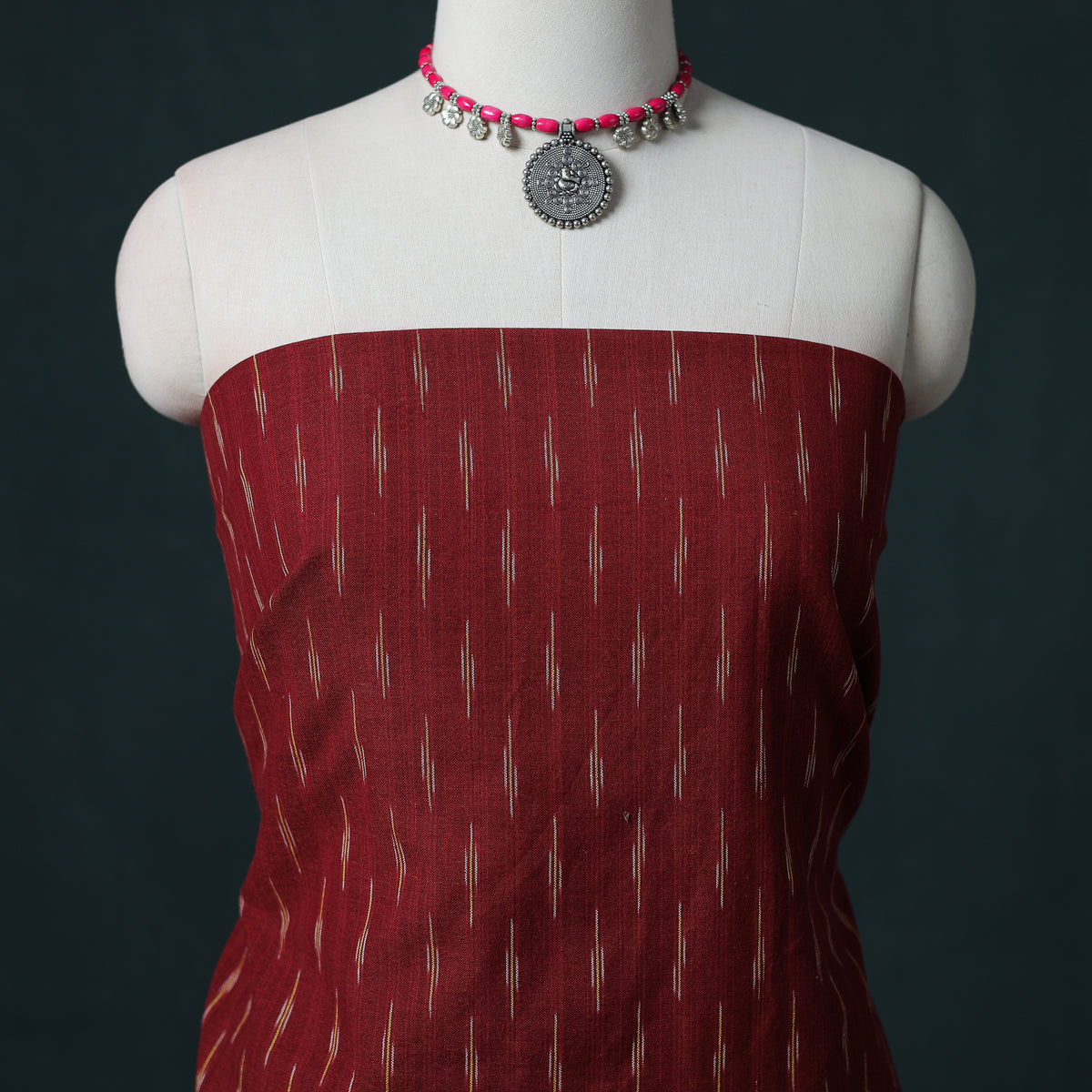 Pochampally Ikat Cotton Unstitched Dress Material: Kurta & Dupatta 26