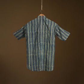 Natural Dyed Hand Block Print Cotton Men Half Sleeve Ajrakh Shirt 03