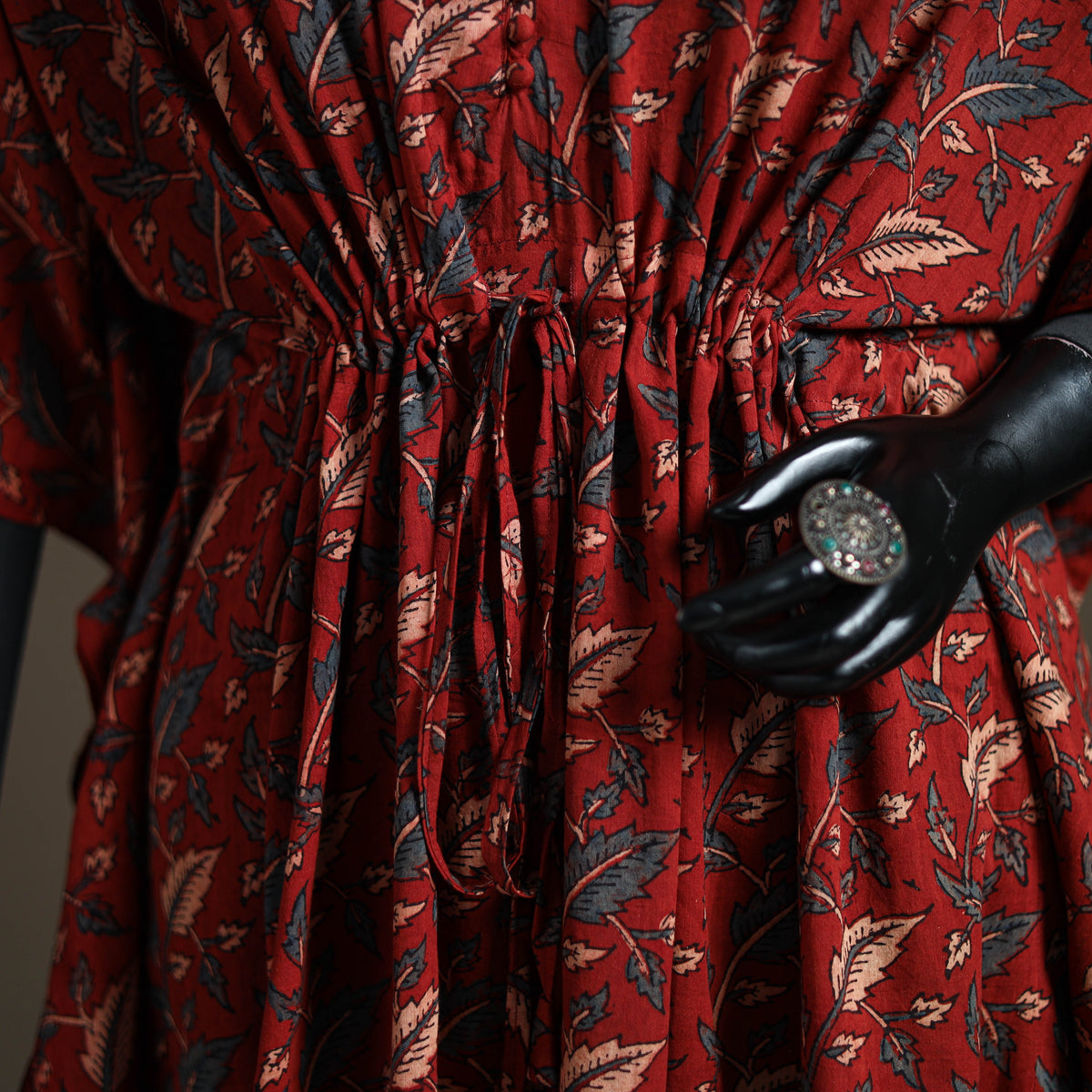 Ajrakh Hand Block Print Natural Dyed Cotton Kaftan (Medium) 52