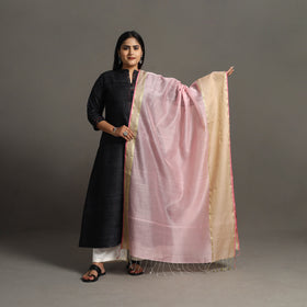 Pink - handloom silk cotton zari work maheshwari dupatta 39
