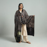 Black - Ajrakh Modal Silk Dupatta with Zari Border 76