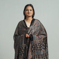 Black - Ajrakh Modal Silk Dupatta with Zari Border 76