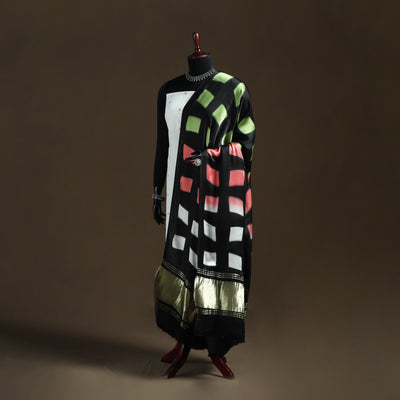 Multicolor - Shibori Clamp Dyed Modal Silk Dupatta with Zari Border 22