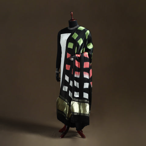 Multicolor - Shibori Clamp Dyed Modal Silk Dupatta with Zari Border 22