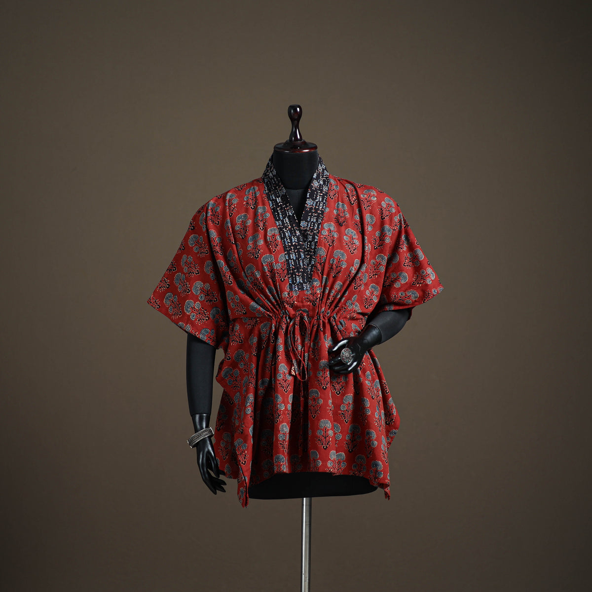 Ajrakh Hand Block Print Natural Dyed Cotton Short Kaftan 53