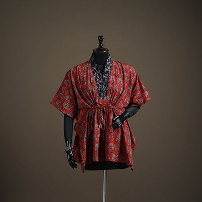 Ajrakh Hand Block Print Natural Dyed Cotton Short Kaftan 53