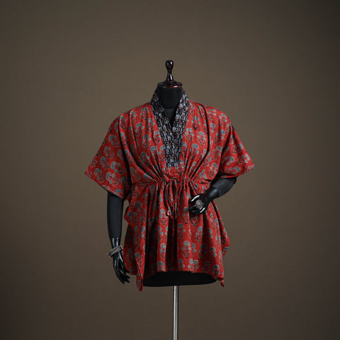 Ajrakh Hand Block Print Natural Dyed Cotton Short Kaftan 53