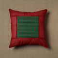 Red - Maroon - Kanchipuram Patchwork Cotton Cushion Cover 22