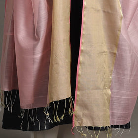 Pink - handloom silk cotton zari work maheshwari dupatta 39