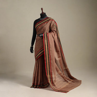 Brown - kandangi chettinad cotton saree with border 17