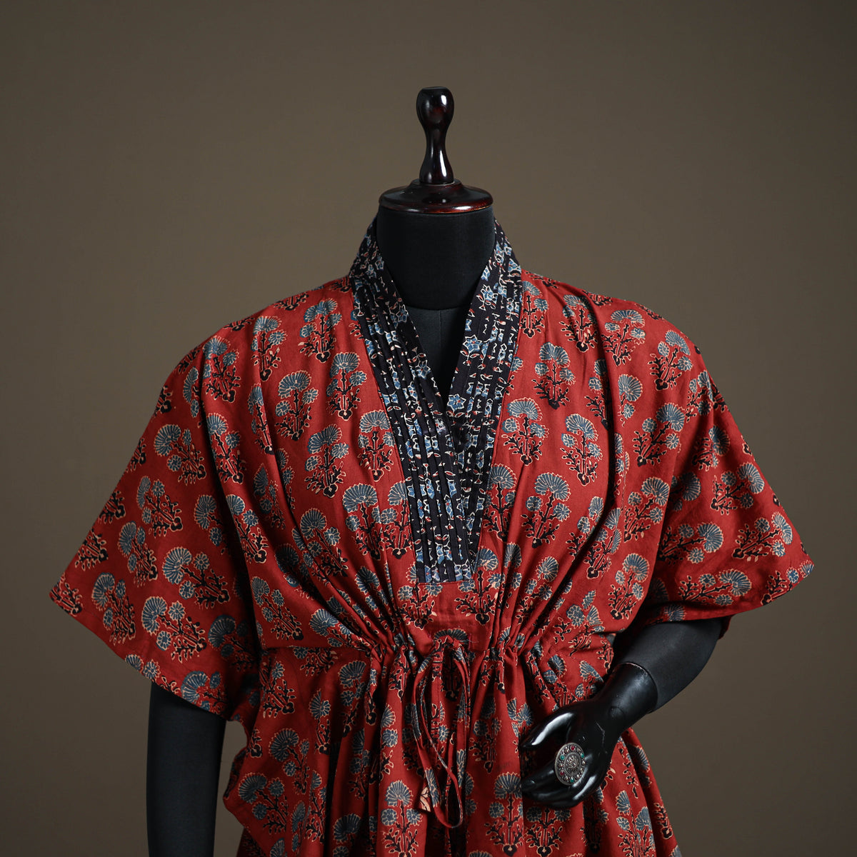Ajrakh Hand Block Print Natural Dyed Cotton Short Kaftan 53
