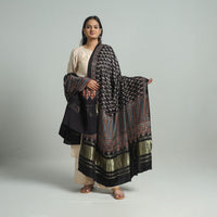 Black - Ajrakh Modal Silk Dupatta with Zari Border 78