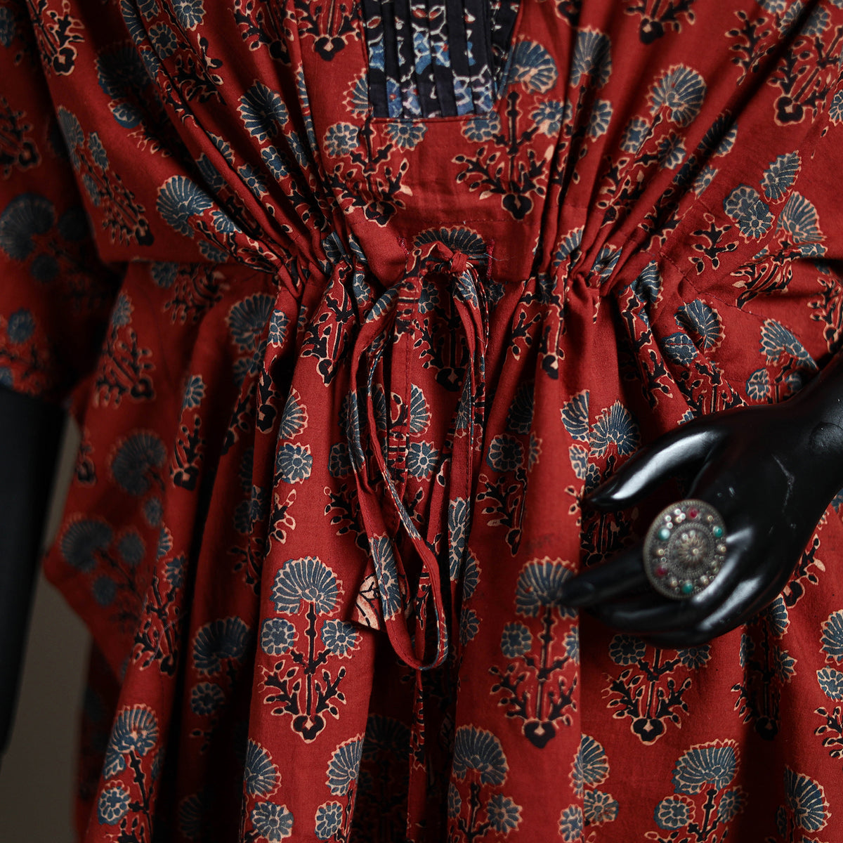 Ajrakh Hand Block Print Natural Dyed Cotton Short Kaftan 53