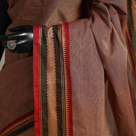 Brown - kandangi chettinad cotton saree with border 17