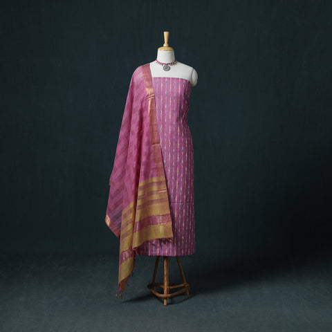 Pochampally Ikat Cotton Unstitched Dress Material: Kurta & Dupatta 28