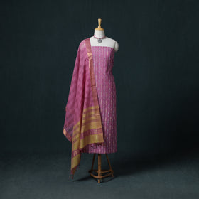 Pochampally Ikat Cotton Unstitched Dress Material: Kurta & Dupatta 28