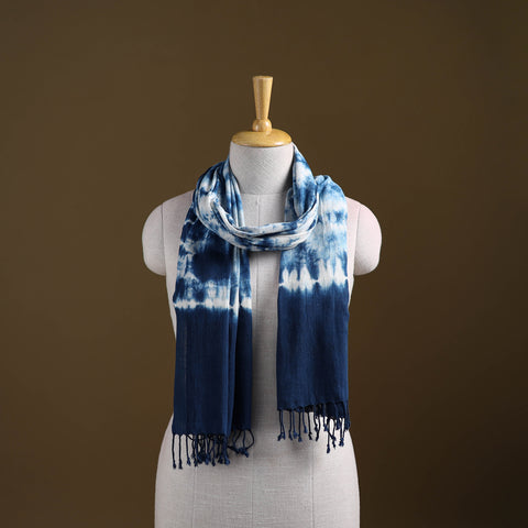 Blue - Kutch Handwoven Organic Kala Cotton Shibori Stole 10