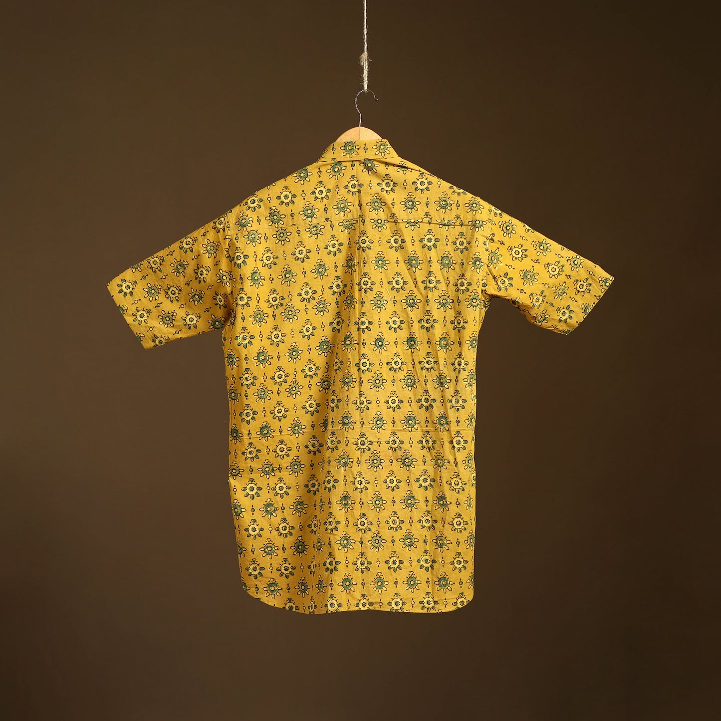 Natural Dyed Hand Block Print Cotton Men Half Sleeve Ajrakh Shirt 09